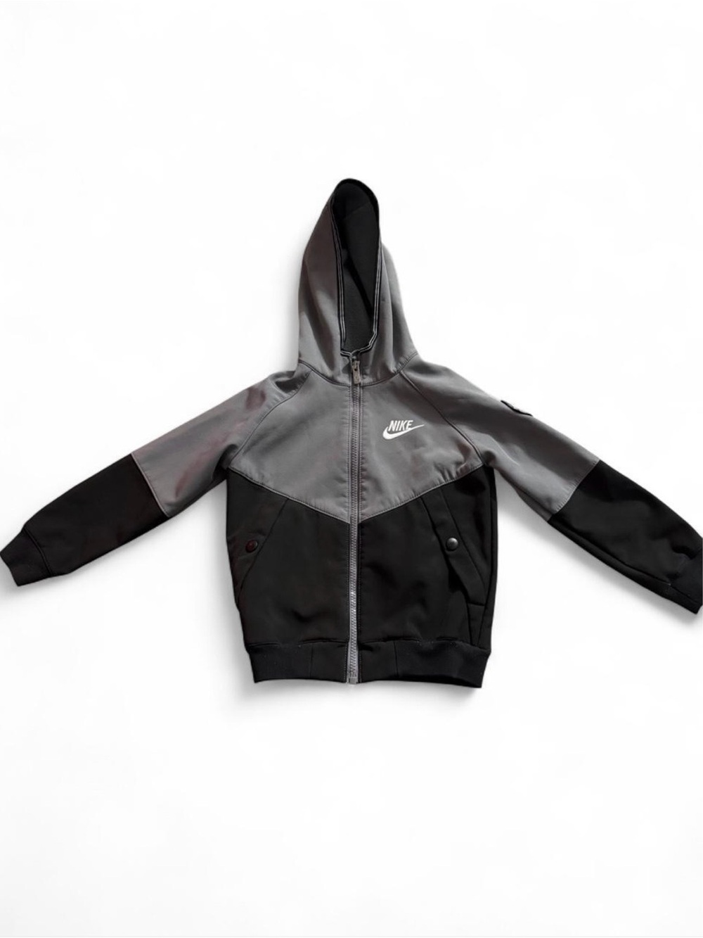 Nike Kids' Black & Gray Hooded Zip Jacket